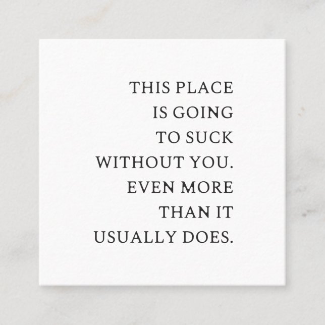 Funny CoWorker Leaving- Funny New Job  Square Business Card (Front)