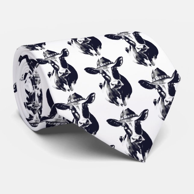 Funny Cows Western Cowboy Pattern Tie (Rolled)