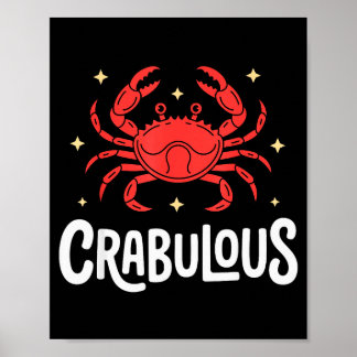 Funny Crab Art For Men Women Kids Crabby Crabbing Poster