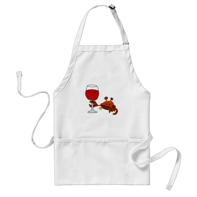 Funny Crab Drinking Wine Artwork Standard Apron (Front)