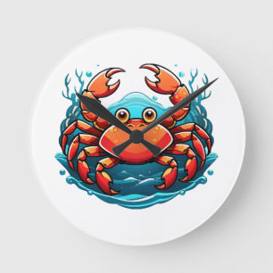 funny-crab round clock