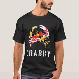 Funny Crabby Maryland State Flag Blue Crab T-Shirt