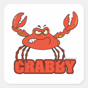 funny crabby red crab with an attitude square sticker