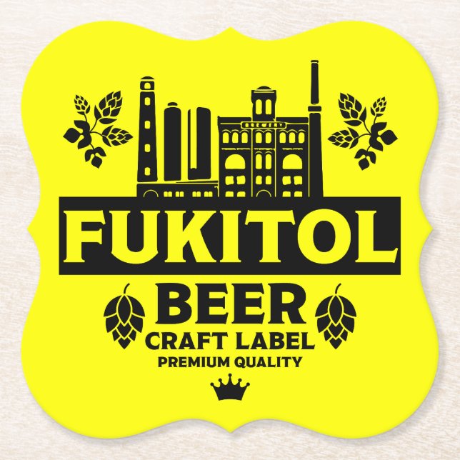 Funny Craft Beer Labels Paper Coaster (Front)