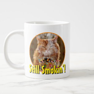 Funny Cranky Cat With Melted Birthday Cupcake Large Coffee Mug