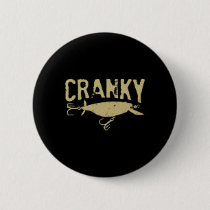 Funny Cranky - Crankbait Fishing Lure Humour Fishe 6 Cm Round Badge