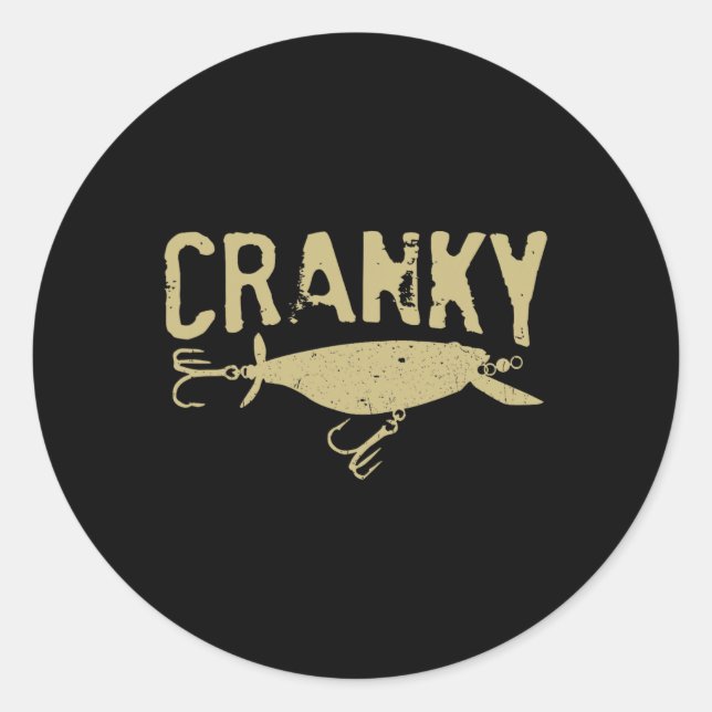 Funny Cranky - Crankbait Fishing Lure Humour Fishe Classic Round Sticker (Front)