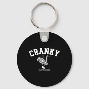 Funny Cranky Fishing Reel Pun Humour Fishermen Men Key Ring