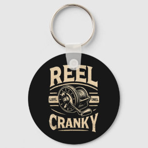 Funny Cranky Fishing Reel Pun Shirt Humour Fisherm Key Ring