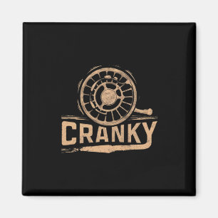 Funny Cranky Fishing Reel Pun Shirt Humour Fisherm Magnet