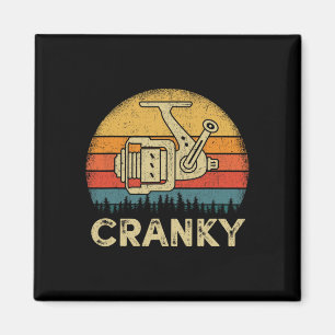 Funny Cranky Fishing Reel Pun Shirt Humour Fisherm Magnet