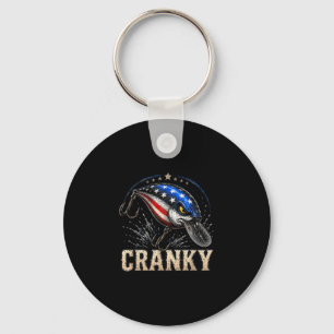 Funny cranky usa flag crankbait patriotic fishing key ring
