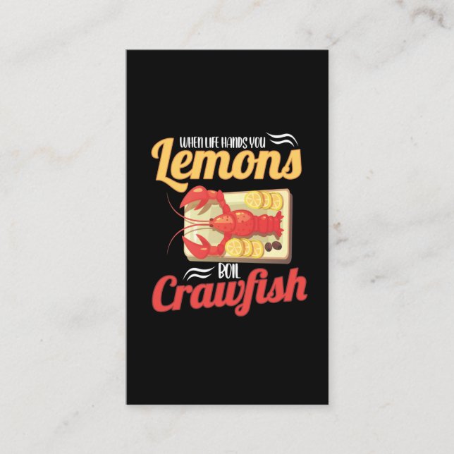 Funny Crawfish Boiling Lemon Lobster Food Joke Business Card (Front)