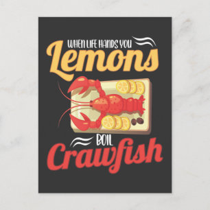 Funny Crawfish Boiling Lemon Lobster Food Joke Postcard