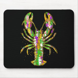 Funny Crawfish Jester Beads Funny Mardi Gras Men W Mouse Mat