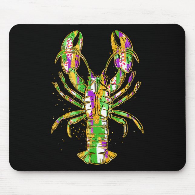 Funny Crawfish Jester Beads Funny Mardi Gras Men W Mouse Mat (Front)
