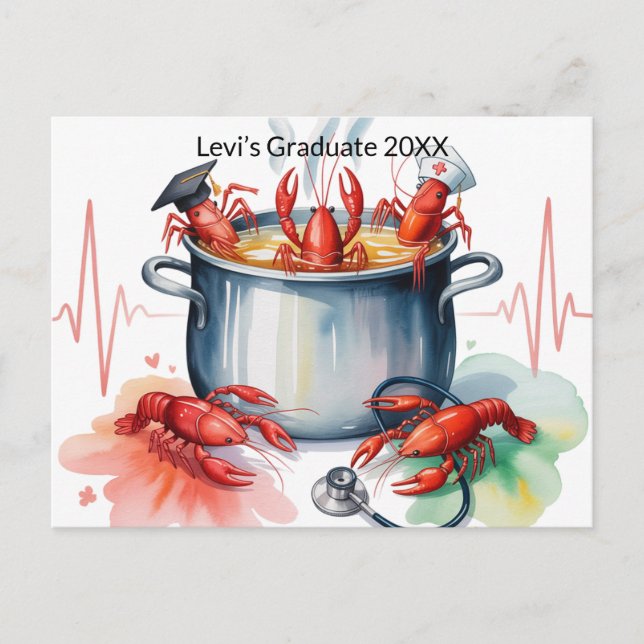 Funny Crawfish Nurse Graduation Postcard (Front)