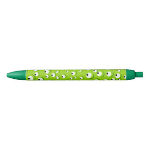 Funny Crazy and Curious Green Eyed Monster Blue Ink Pen