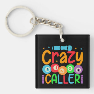 Funny crazy Bingo caller word art Key Ring
