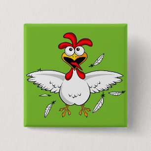 Funny Crazy Cartoon Chicken Wing Fling 15 Cm Square Badge