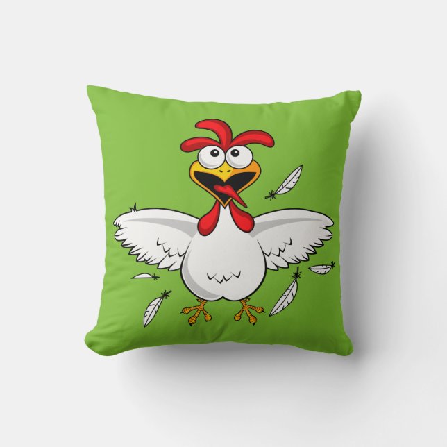 Funny Crazy Cartoon Chicken Wing Fling Cushion (Front)