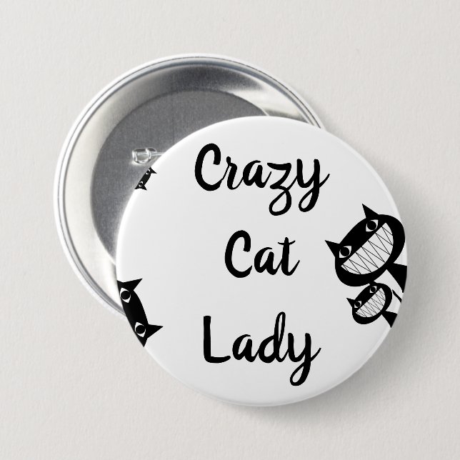 Funny Crazy cat lady button (Front & Back)