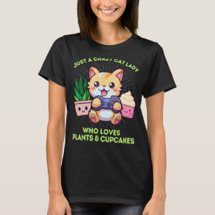 Funny Crazy Cat Lady Cupcakes Plants Video Games T-Shirt