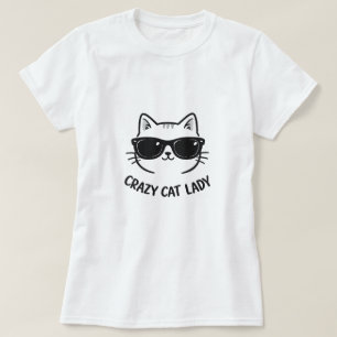 Funny Crazy Cat Lady Shirt with Sunglasses Cat