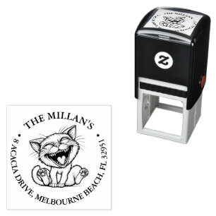Funny crazy cat theme self-inking stamp