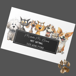 Funny Crazy Cats Dogs Animals Care Pet Sitter Magnetic Business Card