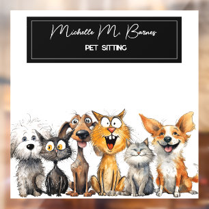 Funny Crazy Cats Dogs Pet Sitter Business Modern Window Cling