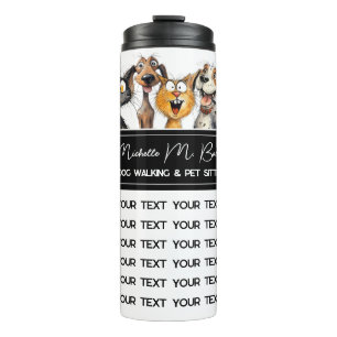 Funny Crazy Cats Dogs Pet Sitter Modern White Thermal Tumbler