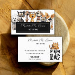 Funny Crazy Cats Dogs Pet Sitter QR Code White  Business Card<br><div class="desc">Imagine this. You're passionate about walking dogs and caring for cats, always making sure the pets are happy and well taken care of. You want to leave a lasting impression on your customers and make it easy for them to contact you. That's where our business card comes in. This elegant...</div>