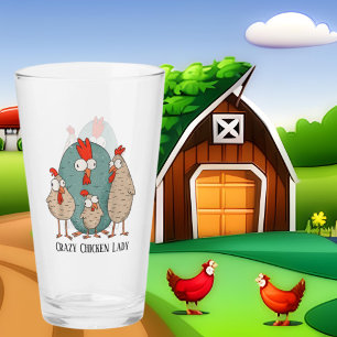 funny crazy chicken lady add text glass