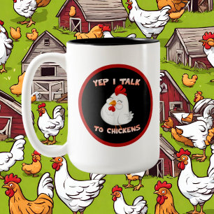 funny crazy chicken lady add text  Two-Tone coffee mug