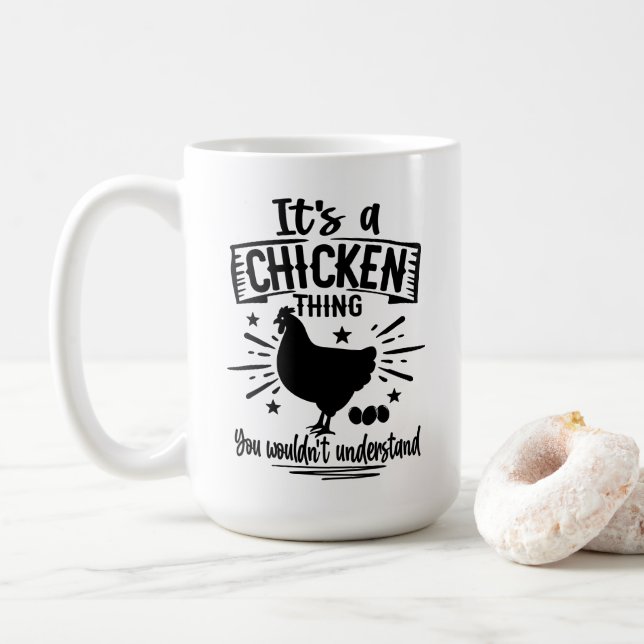 Funny Crazy Chicken Lady Gifts Farm Eggs Farmer  Coffee Mug (With Donut)