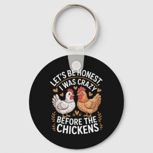 Funny Crazy Chicken Lady Joke Ckyard Poultry Lover Key Ring