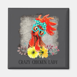 Funny Crazy Chicken Lady Word Art Magnet