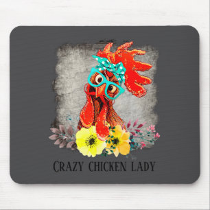 Funny Crazy Chicken Lady Word Art  Mouse Mat