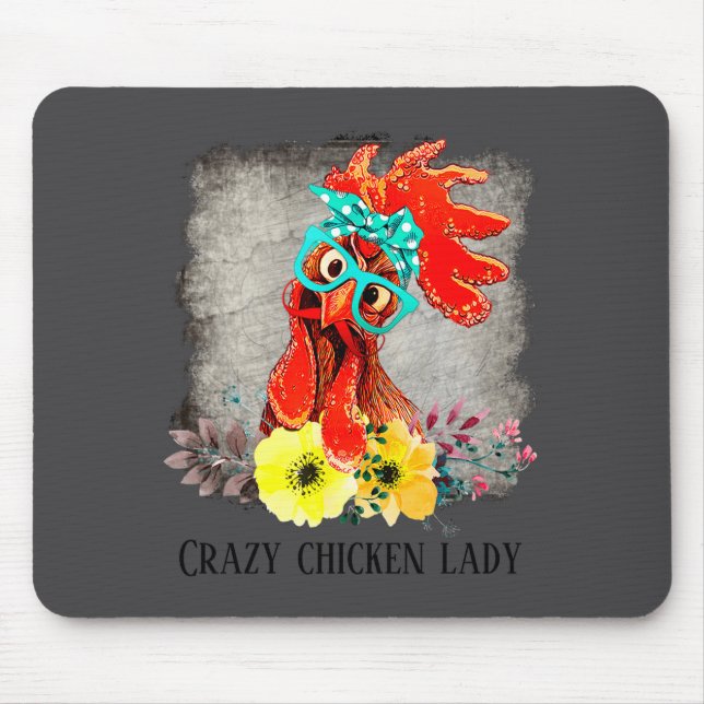 Funny Crazy Chicken Lady Word Art  Mouse Mat (Front)