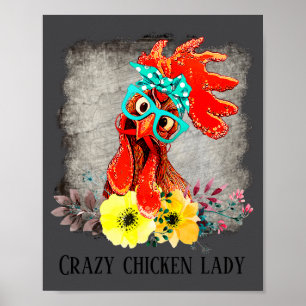 Funny Crazy Chicken Lady Word Art  Poster