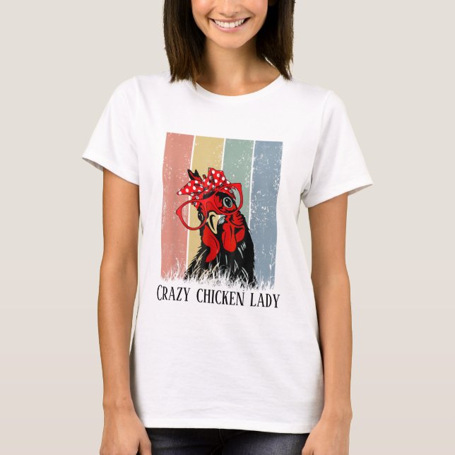 funny crazy chicken lady word art T-Shirt  (Front)