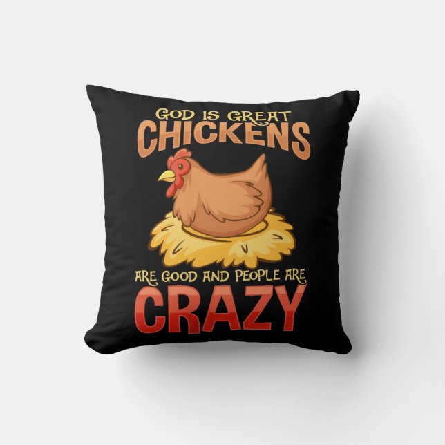 Funny Crazy Chicken Lover Gift Hen Humor Cushion (Front)