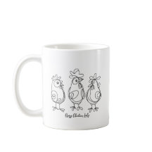 Funny Crazy Chickens Line Art Personalised T-Shirt