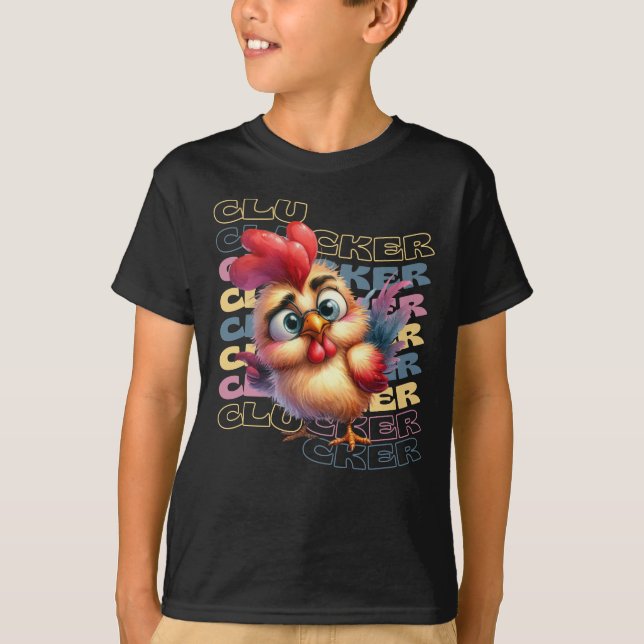 Funny Crazy Clucker Chicken - Cartoon Rooster T-Shirt (Front)