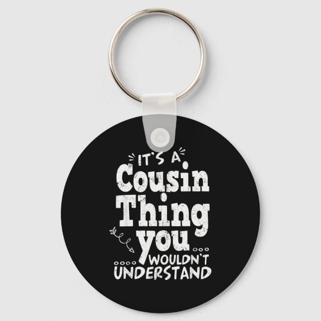 Funny Crazy Cousin Crew Family Matching Group Blac Key Ring (Front)