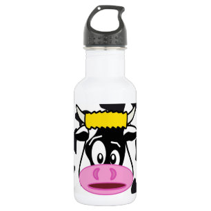 Funny Crazy Cow Bull on Dairy Cow Print Pattern 532 Ml Water Bottle