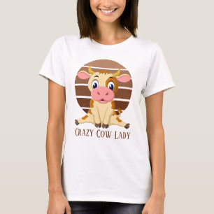funny crazy cow lady add text T-Shirt