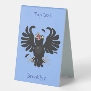 Funny crazy crow raven cartoon illustration