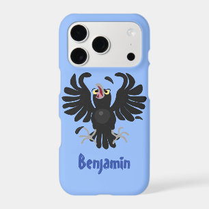 Funny crazy crow raven cartoon illustration